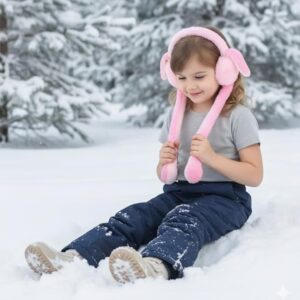 Absolute Global's winter earmuffs for Kids, Ear Muffs for Winter | Moving ear Bunny Earmuffs for Girls, Boys, Women, Soft Warm Plush Faux Fur Ear Warmers for Cold Weather (Multicolor)