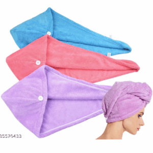 Absolute Global's Microfiber Twist Hair Turban Towel Wrap Absorbent Towel Hair-Drying Bathrobe Magic Hair Warp Towel Super Quick-Drying Microfiber Soft Bath Towel Hair Dry Cap Salon Towel (Assorted color) Combo of 3
