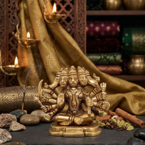 Solid Brass Panchmukhi Hanuman Idol – 0.90 kg Heavy Brass Murti for Home Temple Décor, Pooja, Vastu & Spiritual Gift